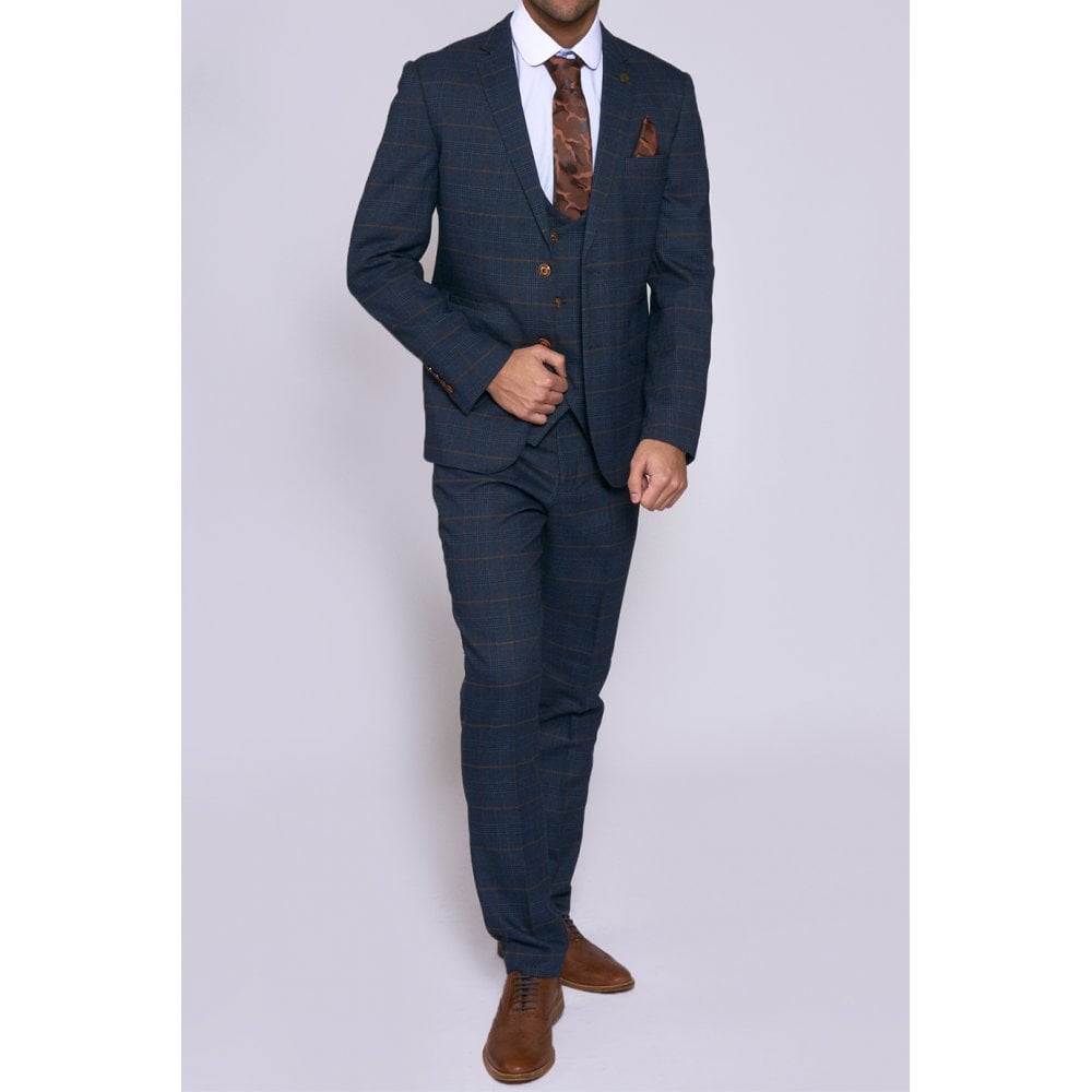 MARC DARCY JENSON CHECK BLAZER MARINE NAVY