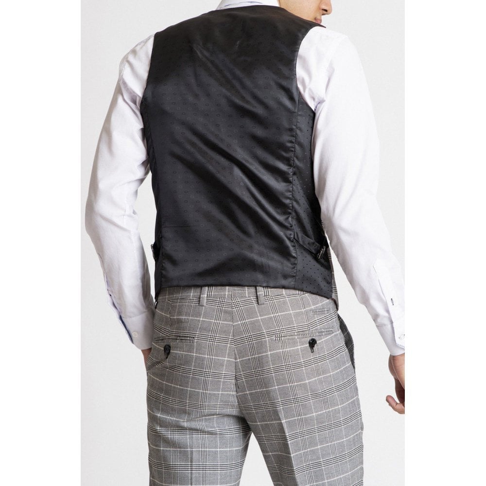 MARC DARCY ROSS CHECK WAISTCOAT GREY