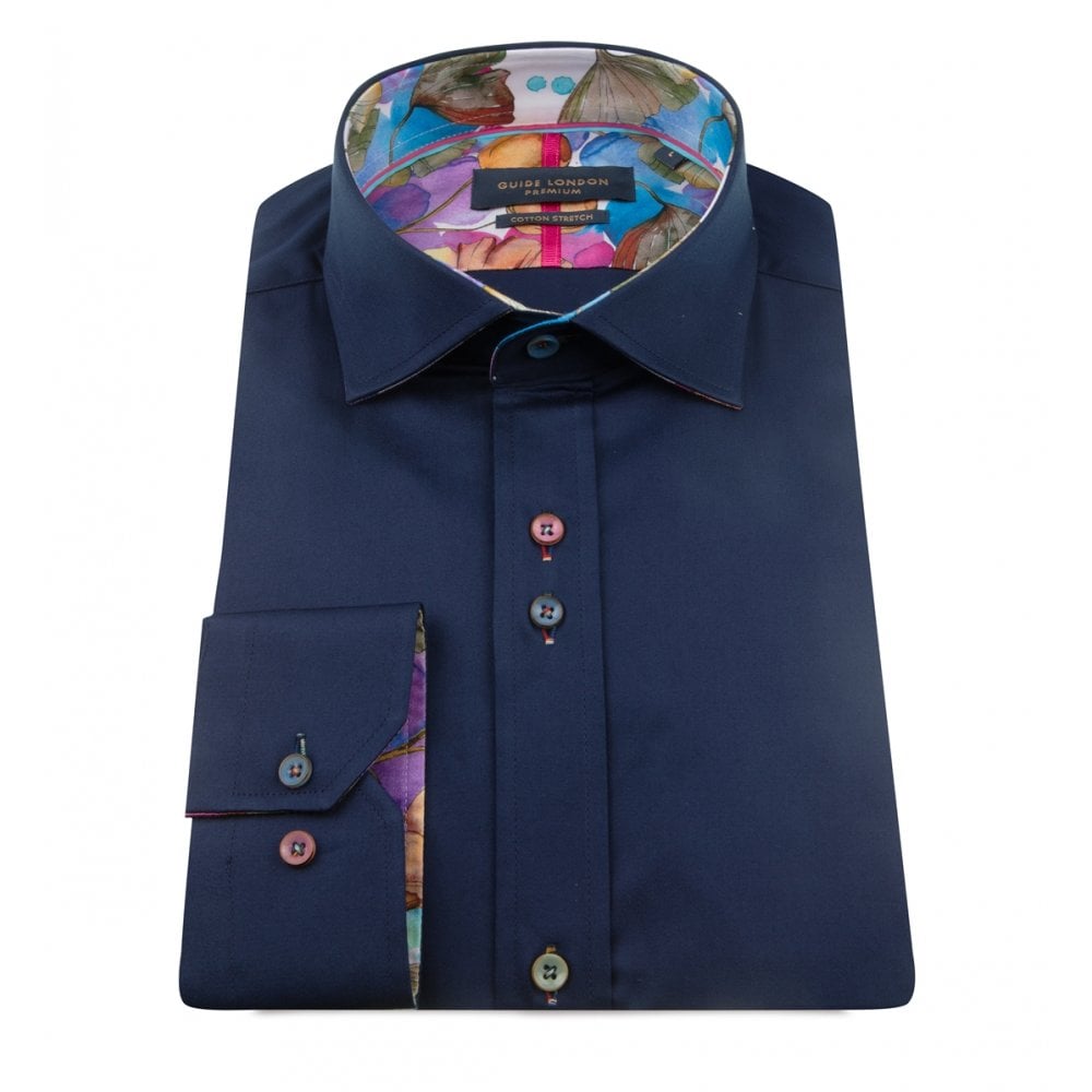 GUIDE LONDON LS.75942 PLAIN SHIRT NAVY