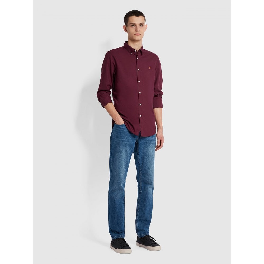 FARAH BREWER SLIM FIT SHIRT BORDEAUX