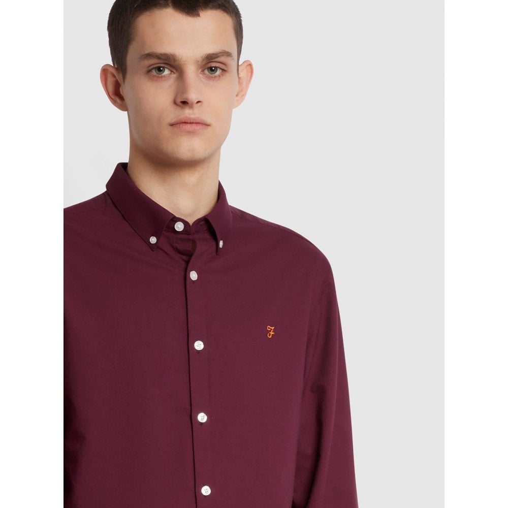 FARAH BREWER SLIM FIT SHIRT BORDEAUX