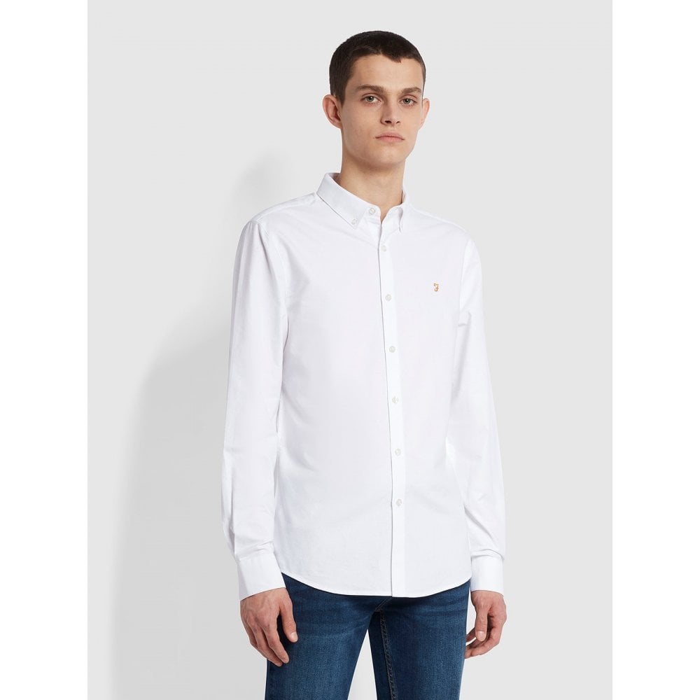 FARAH BREWER SLIM FIT SHIRT WHITE