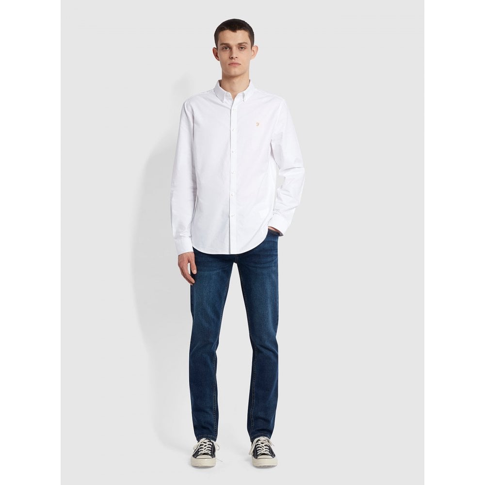 FARAH BREWER SLIM FIT SHIRT WHITE