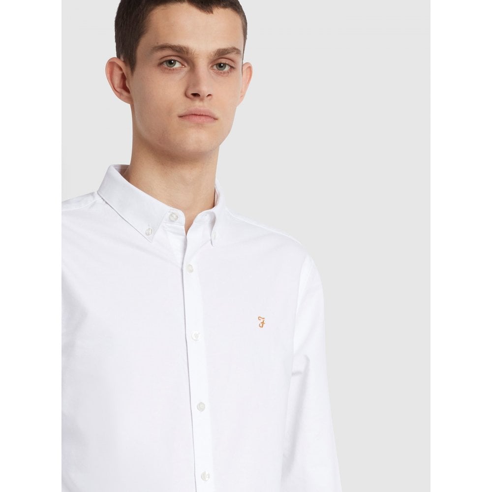 FARAH BREWER SLIM FIT SHIRT WHITE