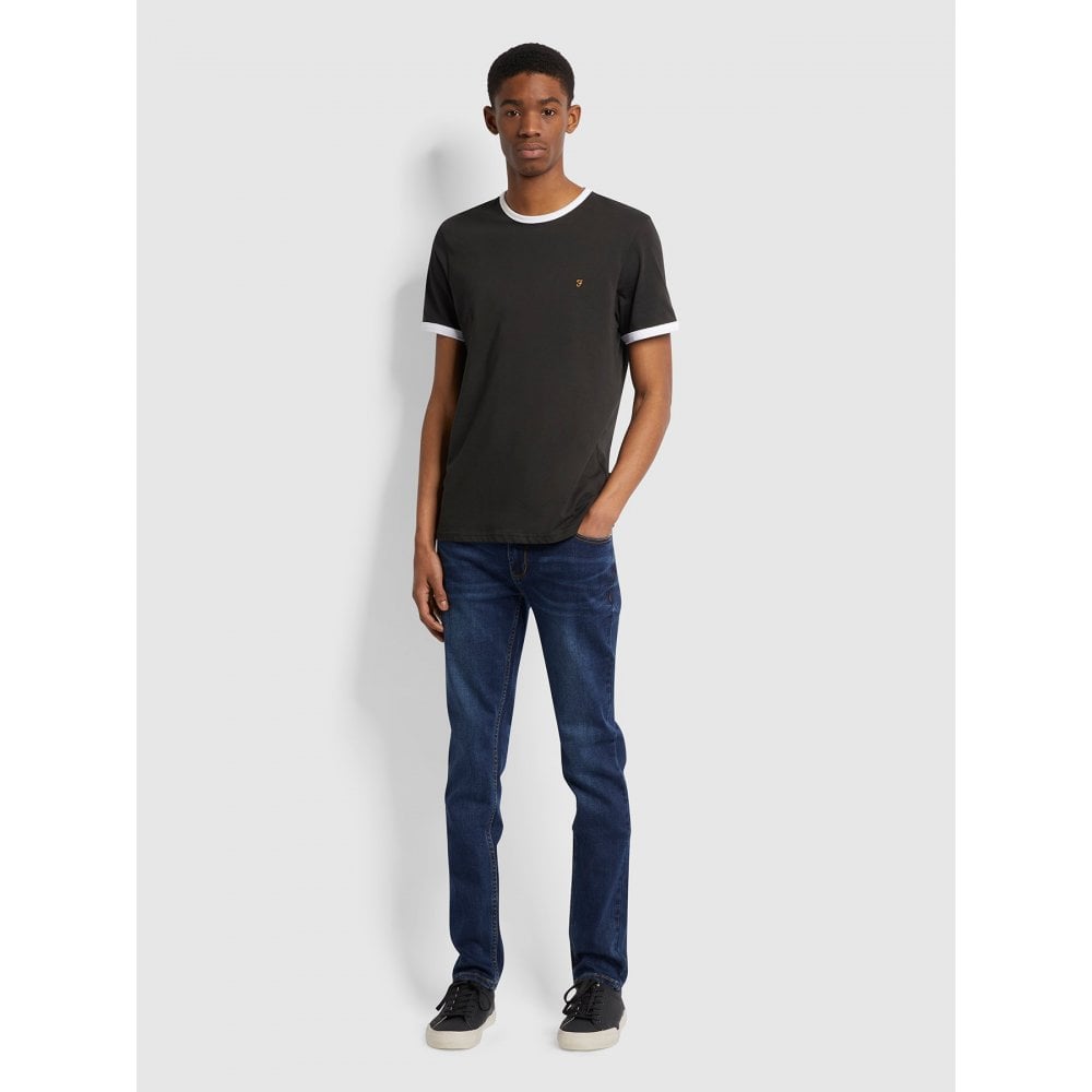 FARAH GROVES RINGER T-SHIRT DEEP BLACK