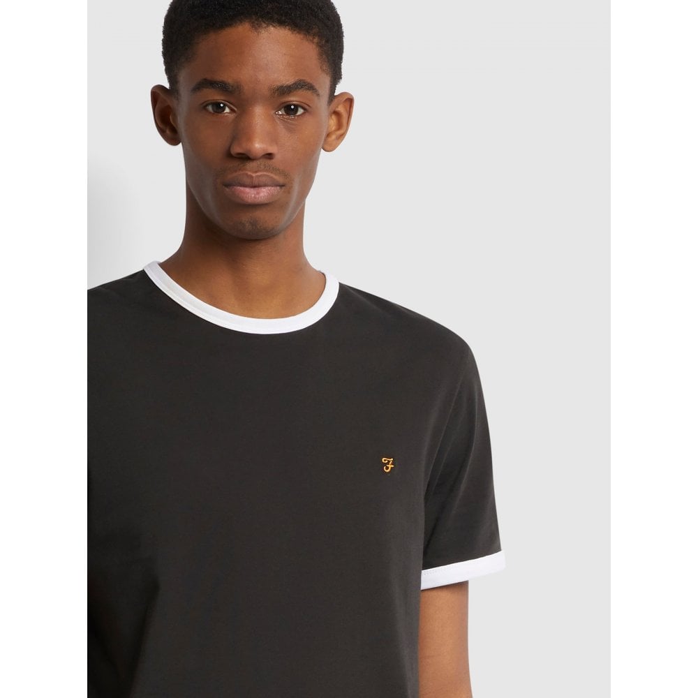 FARAH GROVES RINGER T-SHIRT DEEP BLACK