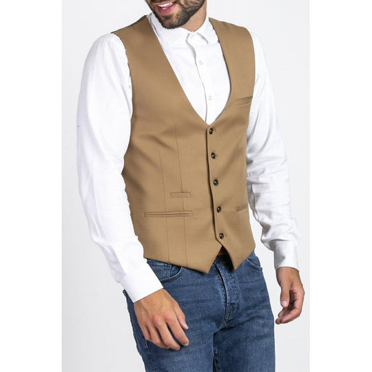 Marc Darcy Kelly Single Breasted Waistcoat Tan