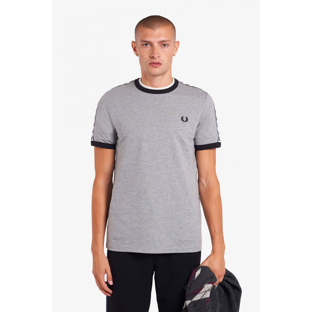 FRED PERRY M6347 TAPED RINGER T-SHIRT STEEL MARL