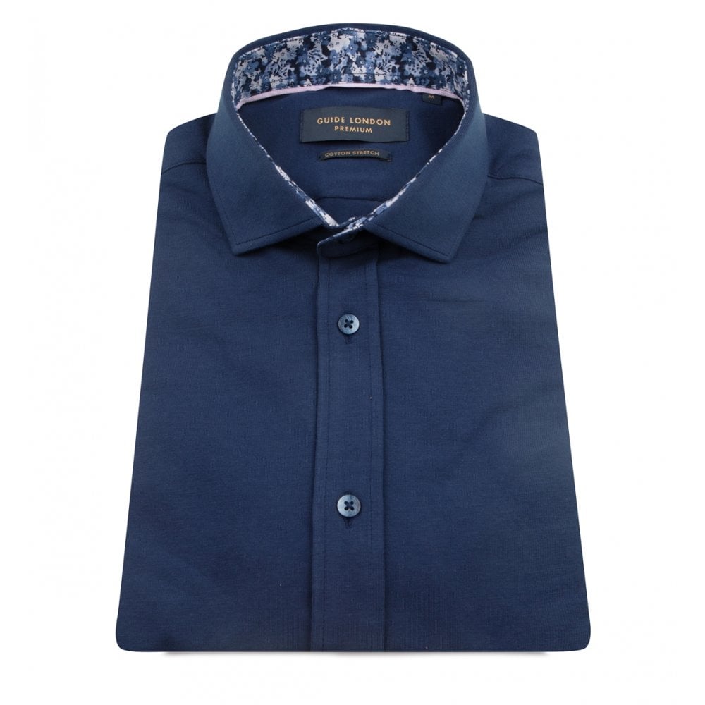 GUIDE LONDON HS2579 BUTTON STRETCH POLO NAVY