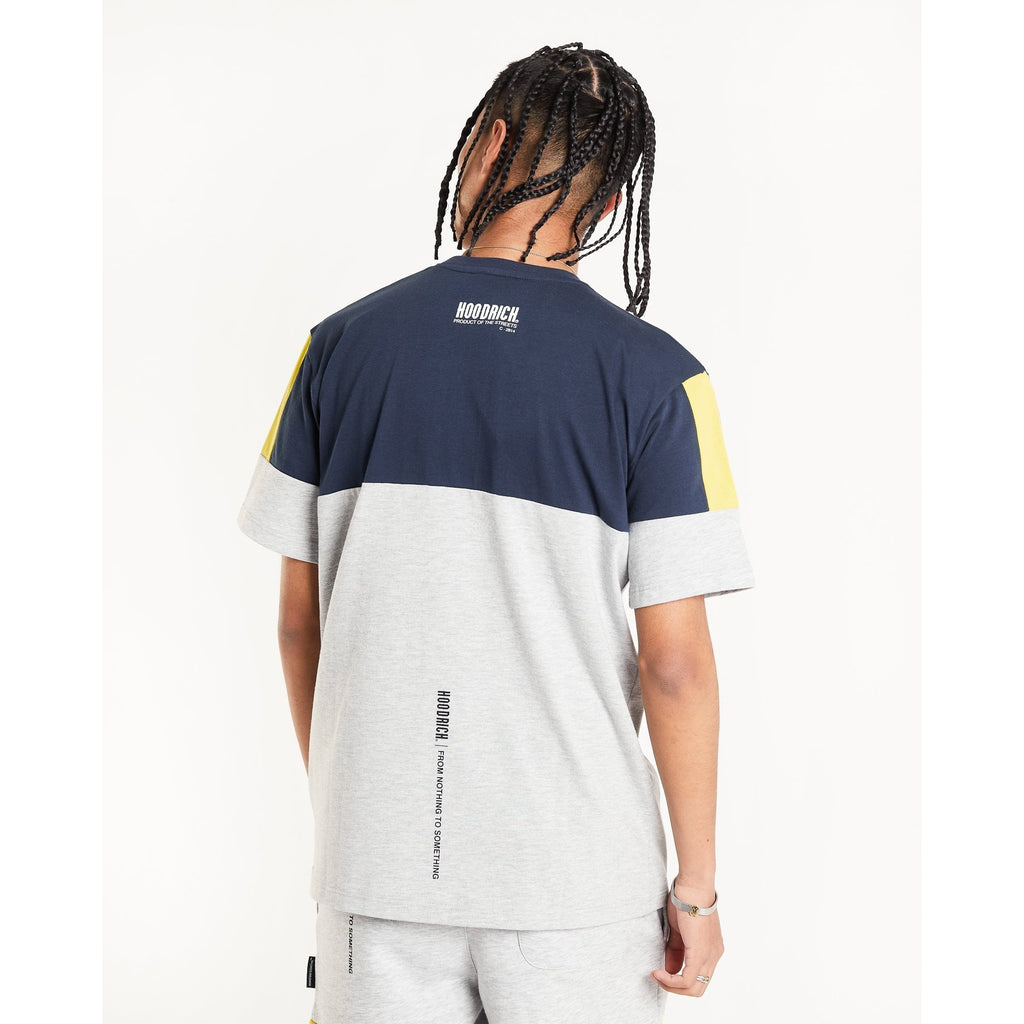 HOODRICH PANEL V2 T-SHIRT GREY/NAVY/GOLD