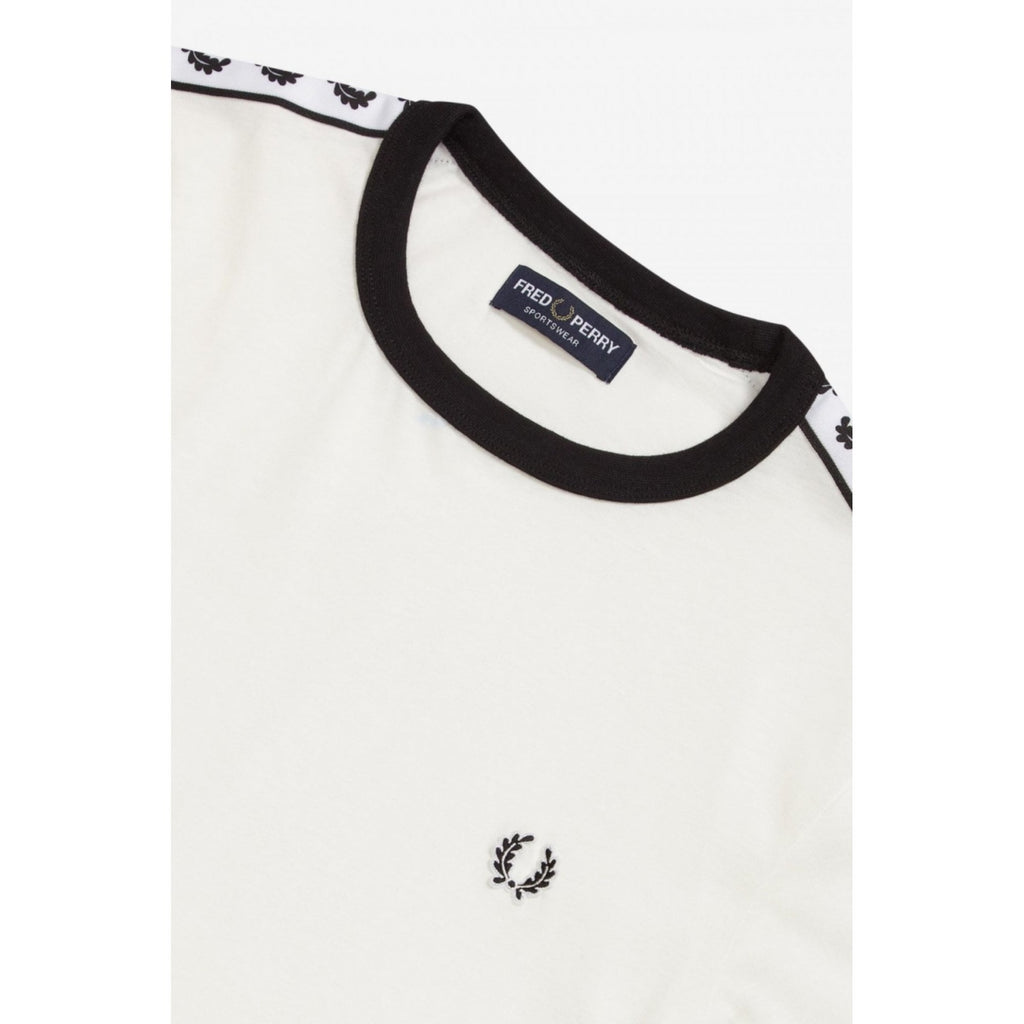 FRED PERRY M6347 TAPED RINGER T-SHIRT SNOW WHITE