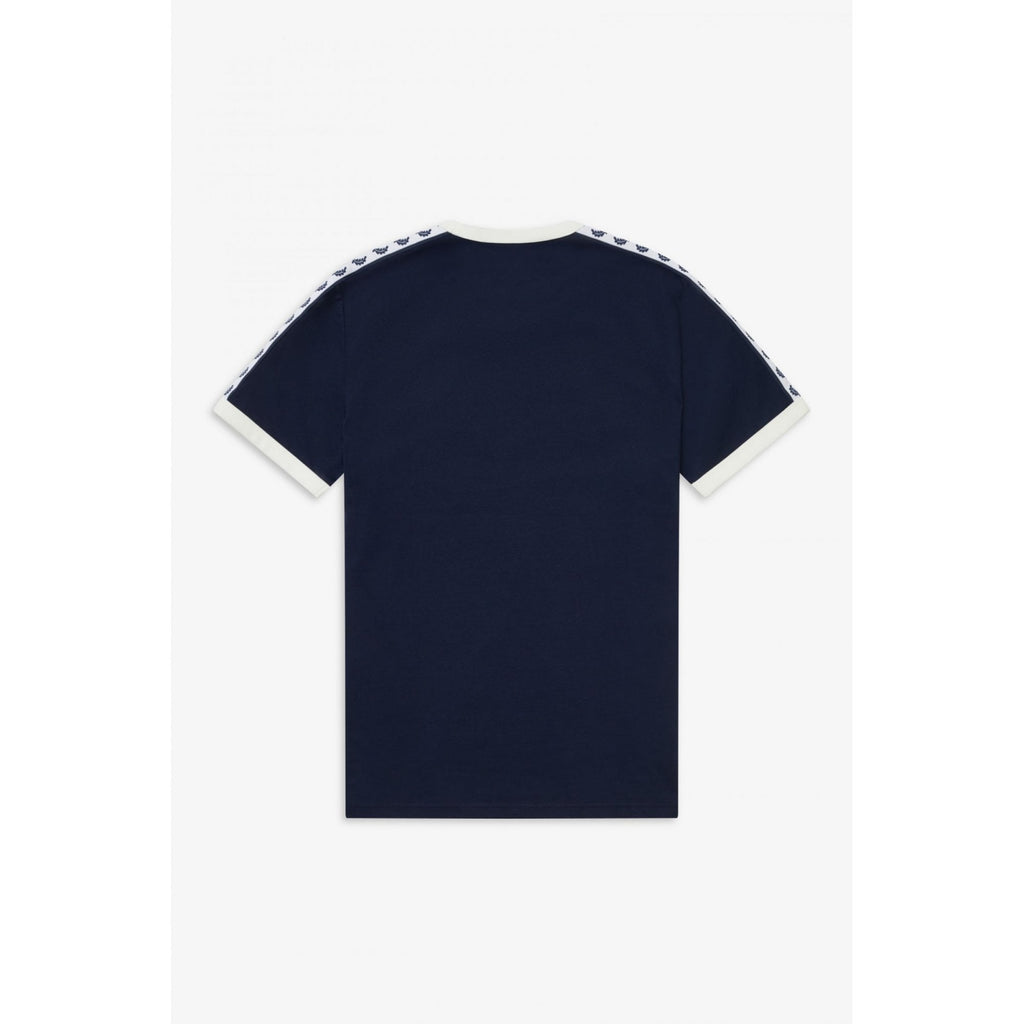 FRED PERRY M6347 TAPED RINGER T-SHIRT CARBON BLUE