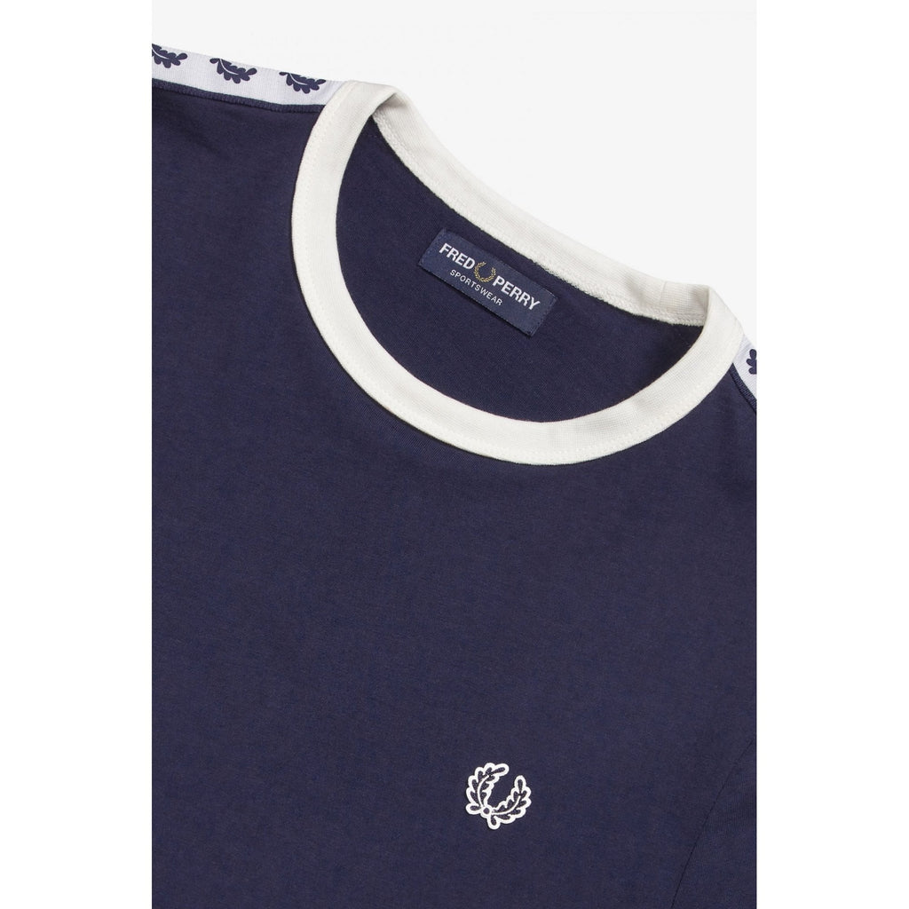 FRED PERRY M6347 TAPED RINGER T-SHIRT CARBON BLUE