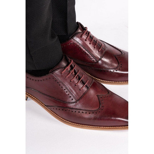 Marc Darcy Carson Wingtip Brogue Shoe Bordeaux Burgundy