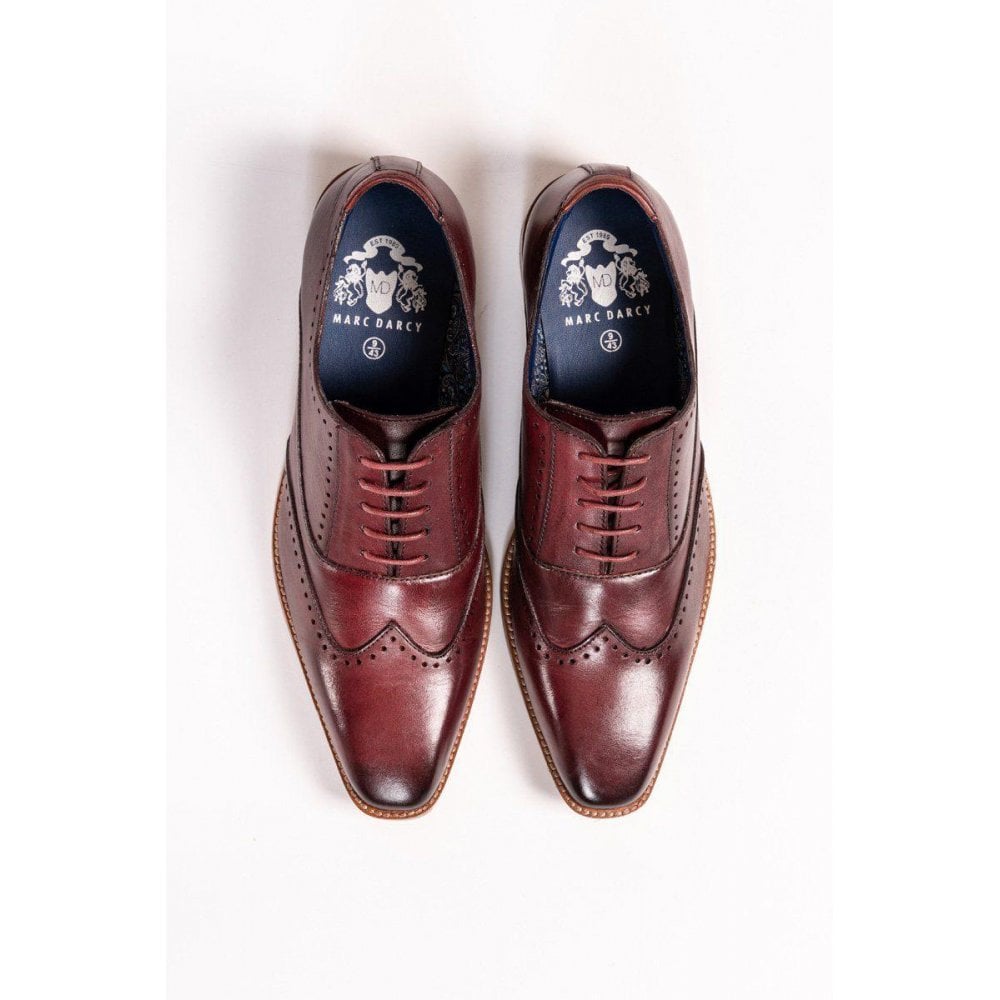 MARC DARCY CARSON WINGTIP BROGUE SHOE BORDEAUX BURGUNDY