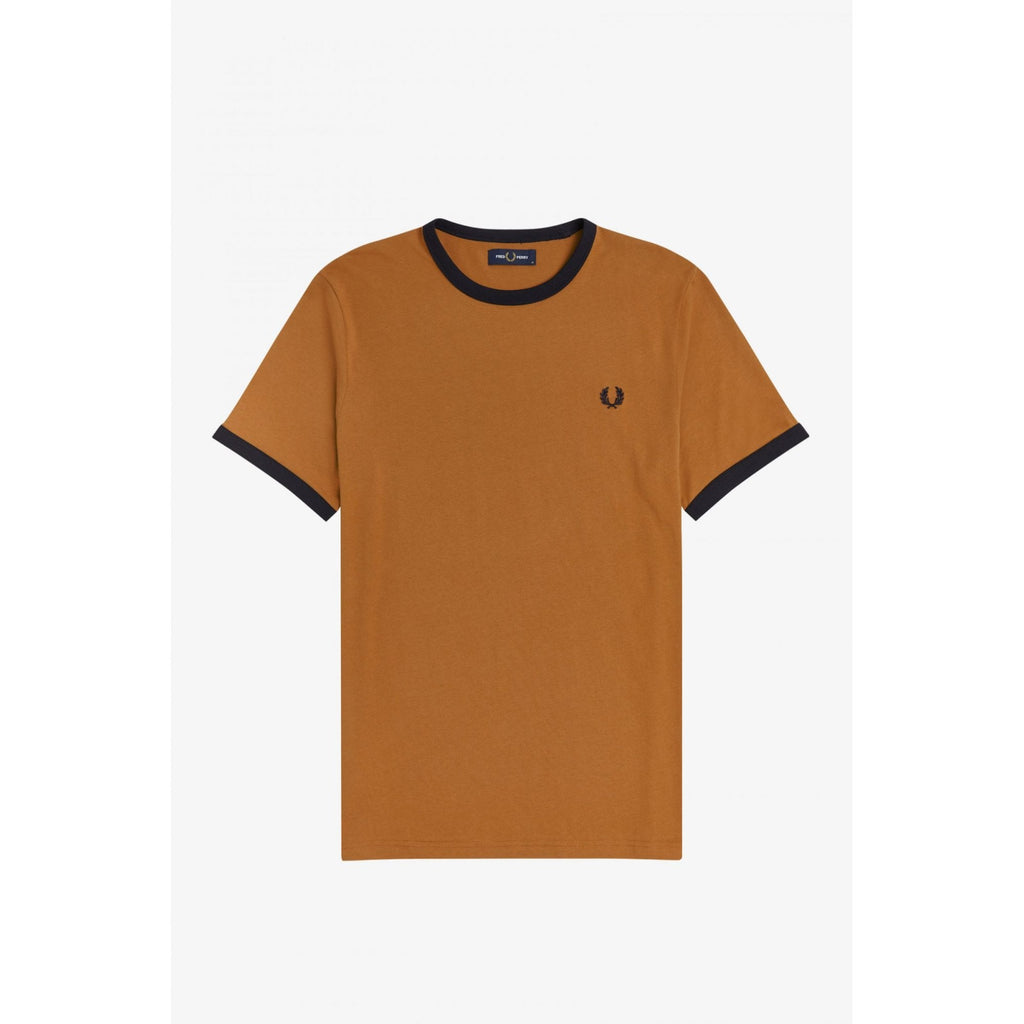 FRED PERRY M3519 RINGER T-SHIRT DARK CARAMEL