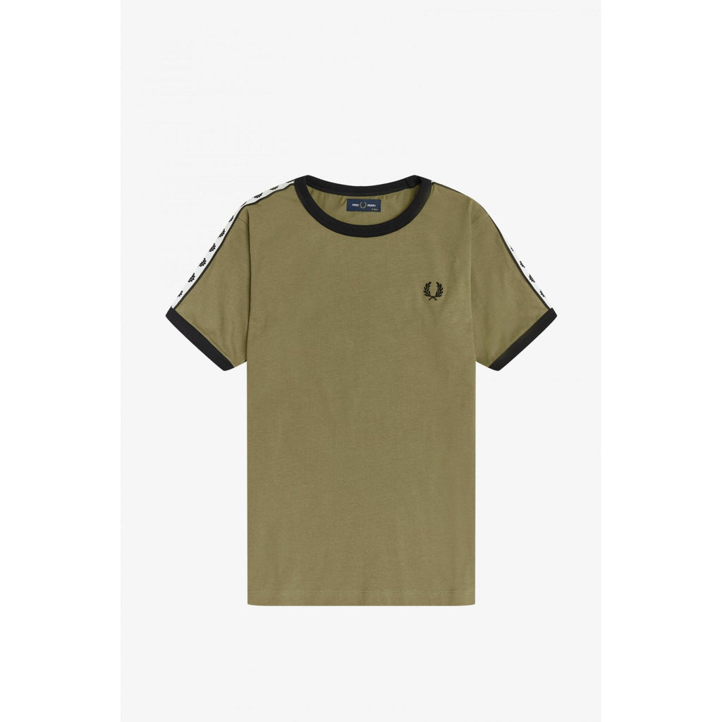 FRED PERRY M6347 TAPED RINGER T-SHIRT SAGE