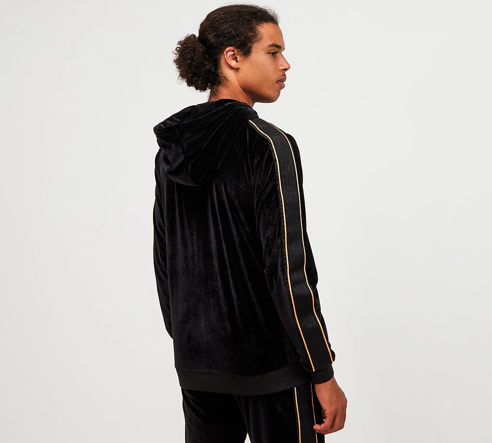 Glorious Gangsta Mavino Velour Zip Hoodie Black Gold