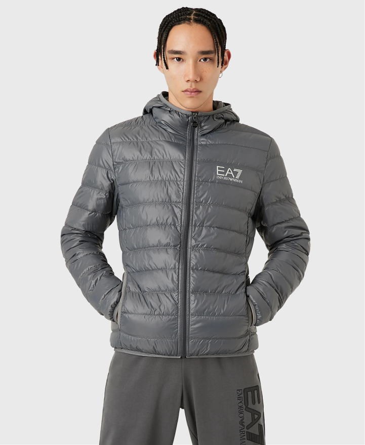 EA7 Emporio Armani 8Npb02 Hooded Down Puffer Jacket Grey