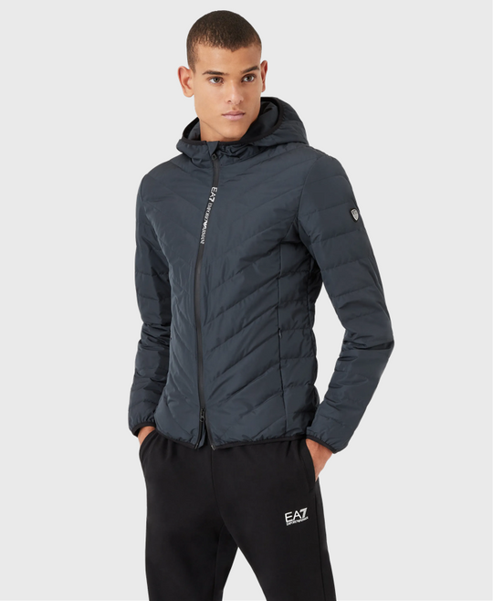 EA7 Emporio Armani 8Npb07 Sporty Hooded Down Puffer Jacket Blue