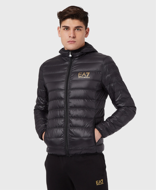 EA7 Emporio Armani 8Npb02 Hooded Down Puffer Jacket Black/Gold
