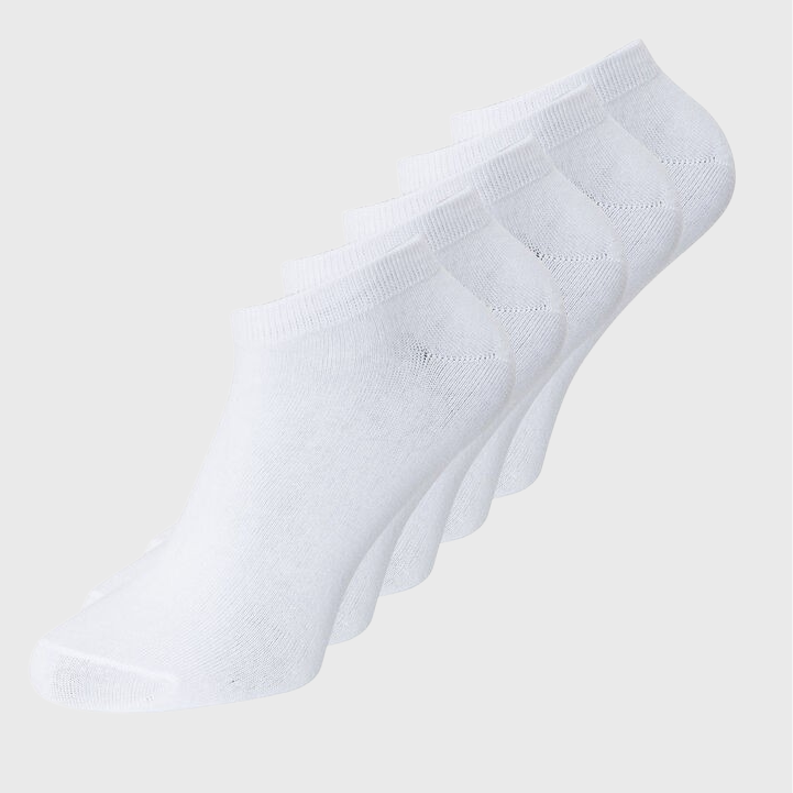 Jack & Jones Dongo 5 Pack Trainer Socks - White