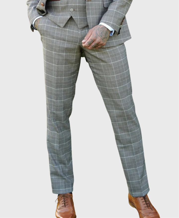 Marc Darcy Ray Trousers Tan Check