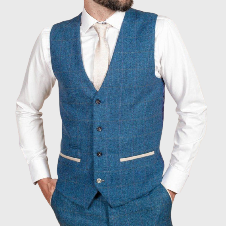 Marc Darcy Dion Waistcoat Blue