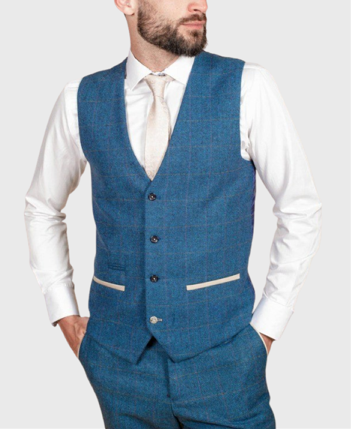 Marc Darcy Dion Waistcoat Blue