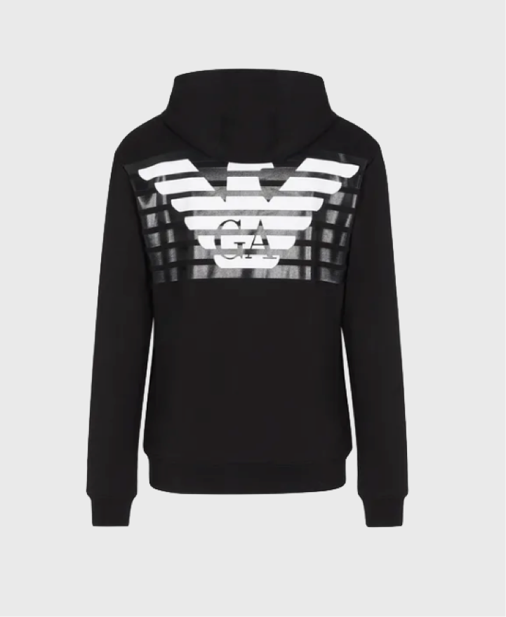 EA7 Emporio Armani 3Lpm61 Eagle Logo Hoodie Black Vault Menswear