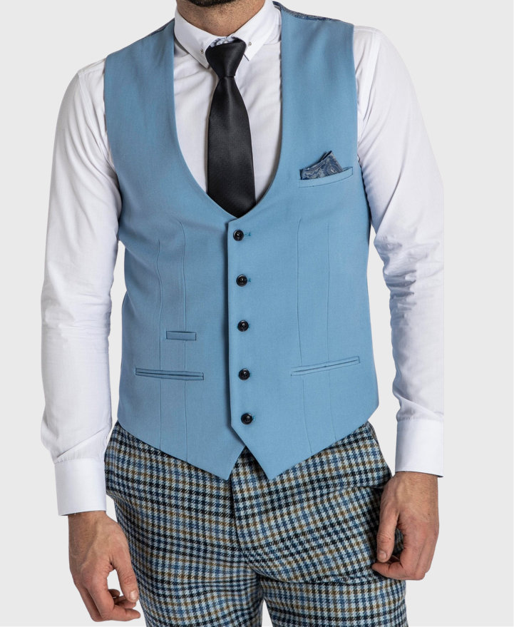 Marc Darcy Kelly Single Breasted Waistcoat Sky Blue