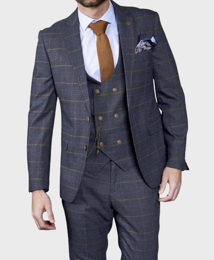 Marc Darcy Jenson Check Blazer Marine Navy