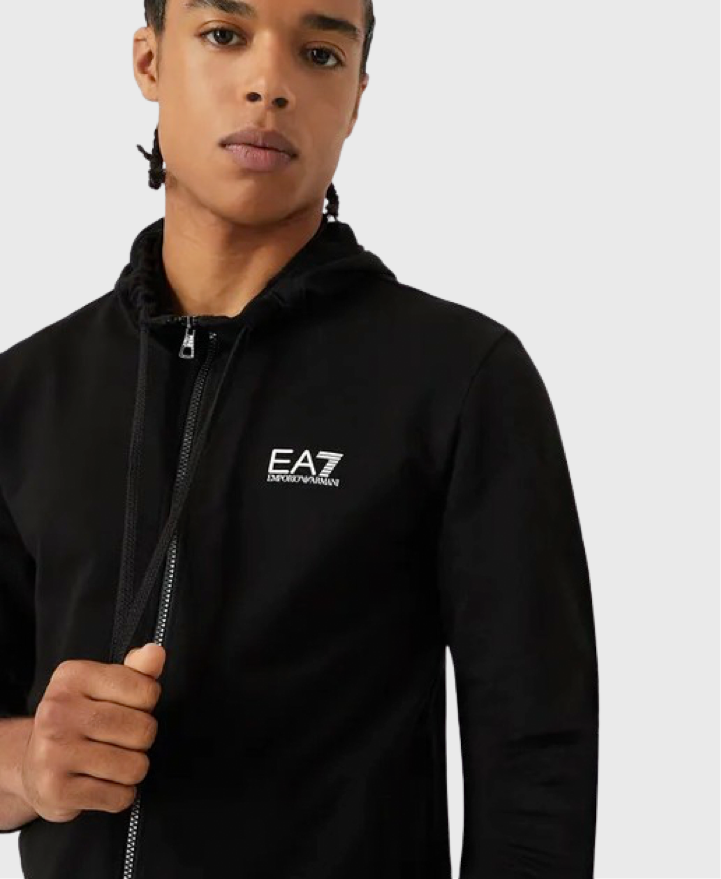 EA7 Emporio Armani 8Npv80 Zip Hoodie Black White