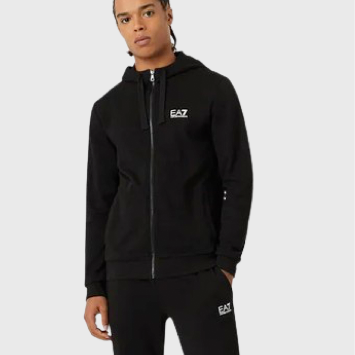 EA7 Emporio Armani 8Npv80 Zip Hoodie Black White