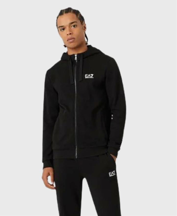 EA7 Emporio Armani 8Npv80 Zip Hoodie Black White