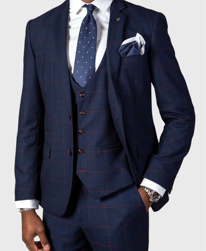 Marc Darcy Edinson Blazer Navy Wine