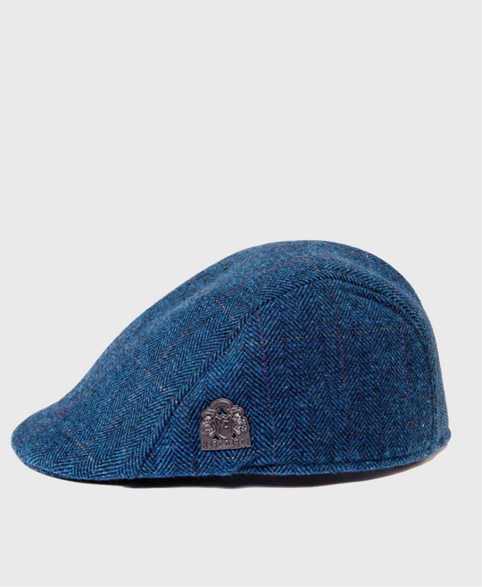 Marc Darcy Dion Tweed Flat Cap Blue
