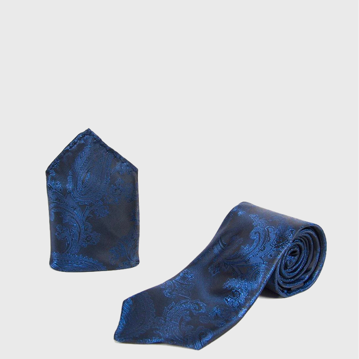 Marc Darcy Tie Set Paisley Navy