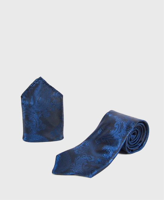Marc Darcy Tie Set Paisley Navy