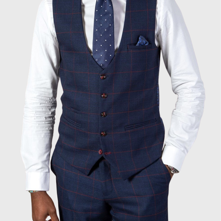Marc Darcy Edinson Waistcoat Navy Wine