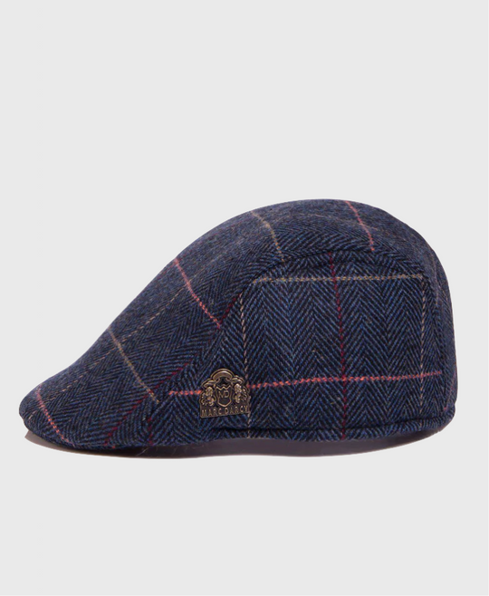 Marc Darcy Eton Tweed Flat Cap Navy