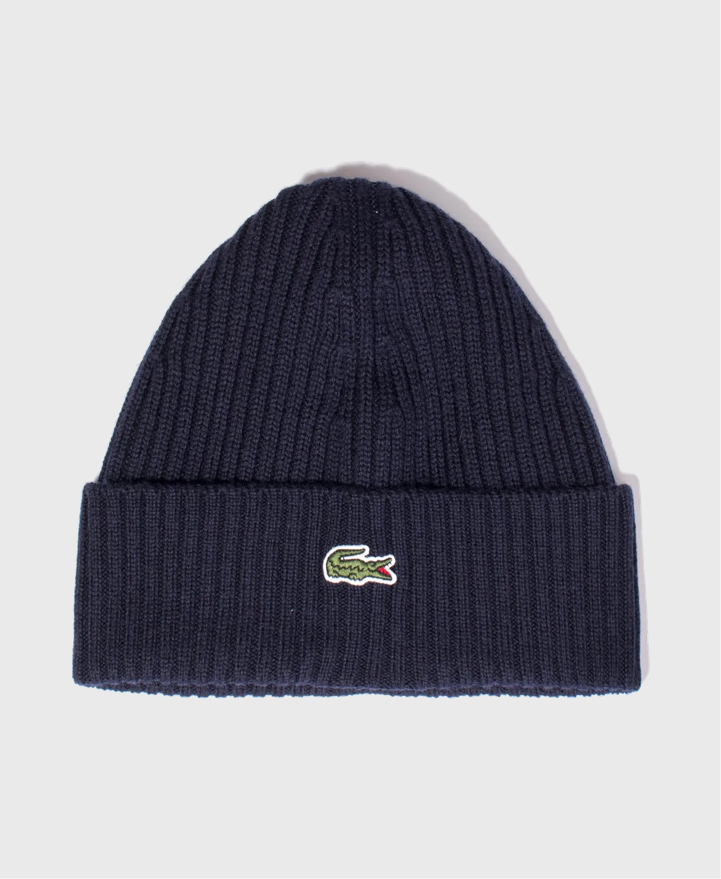 Lacoste Rb0001 Woollen Beanie Hat 166 Navy Blue