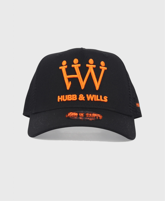 Hubb & Wills Classic Trucker Cap Black/Orange