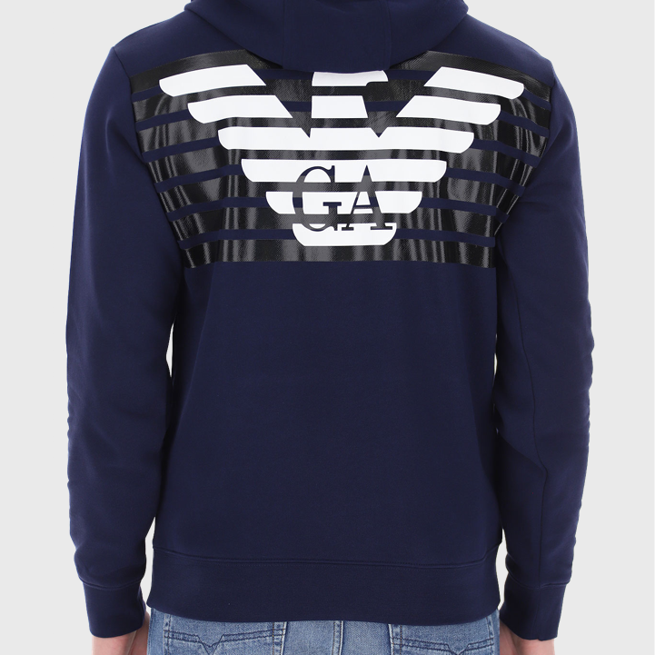 EA7 Emporio Armani 3Lpm6 Eagle Logo Hoodie Navy