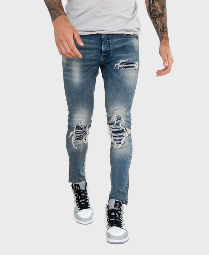 Stone washed biker jeans discount