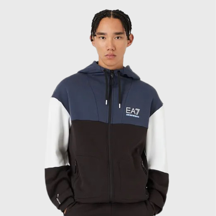 EA7 Emporio Armani 3Lpv61 Full Zip Hoodie Black/ Blue