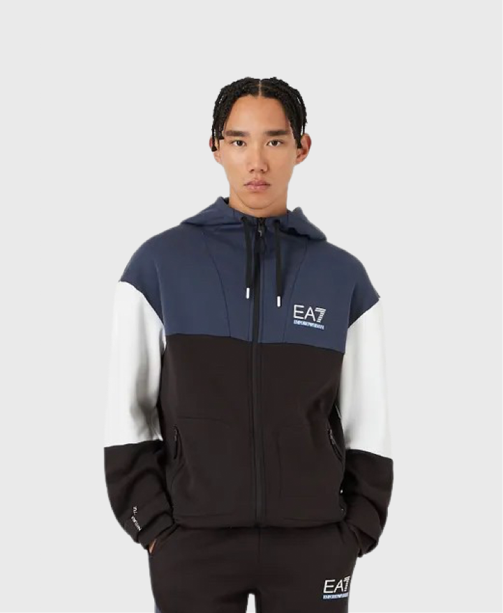 EA7 Emporio Armani 3Lpv61 Full Zip Hoodie Black/ Blue