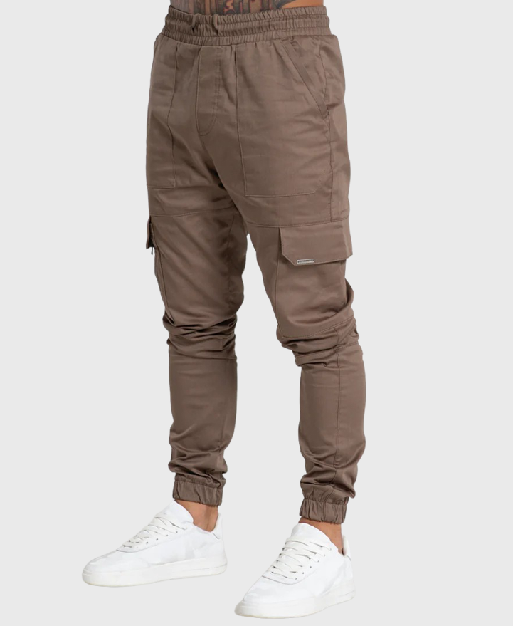 UTILITY POCKET PANTS - taupe brown