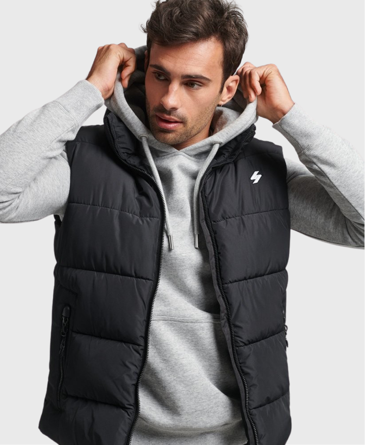 Mens black puffer gilet discount