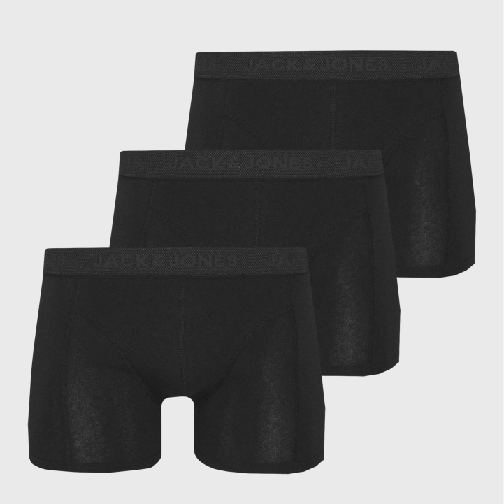 Jack & Jones Waistband 3 Pack Trunk Triple Black